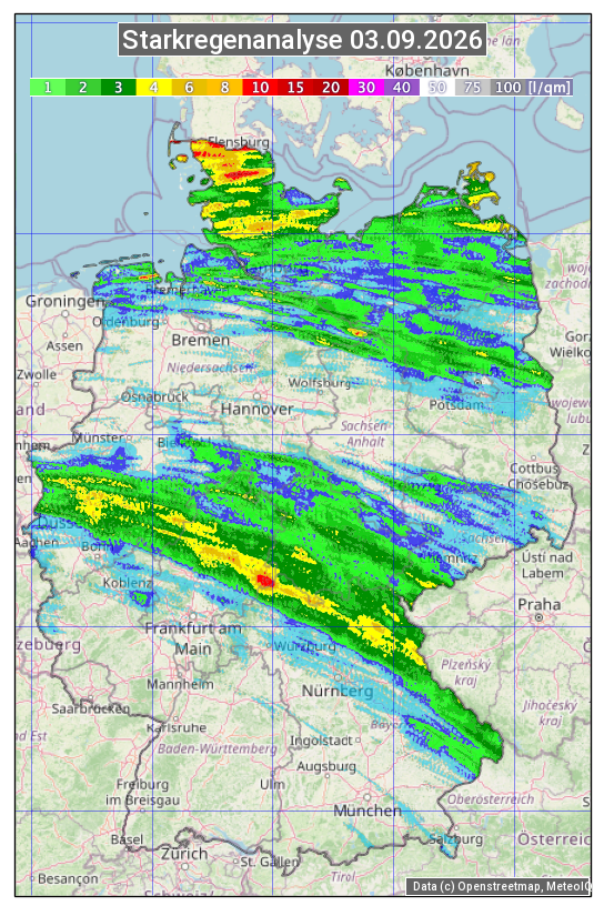 Karte mit Unwetteranalyse