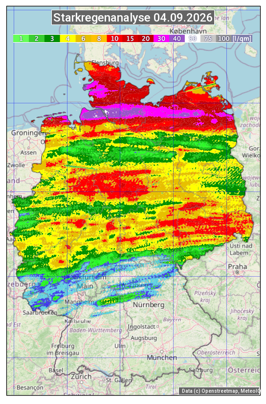 Karte mit Unwetteranalyse