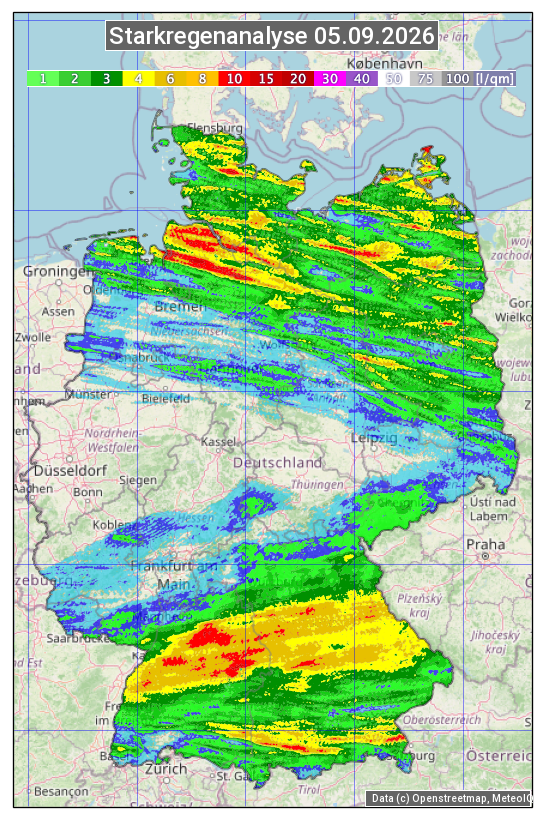 Karte mit Unwetteranalyse
