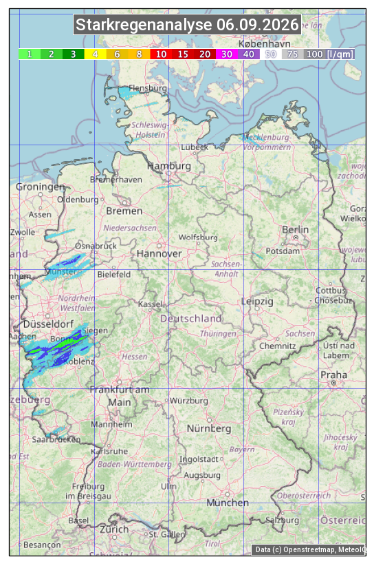 Karte mit Unwetteranalyse