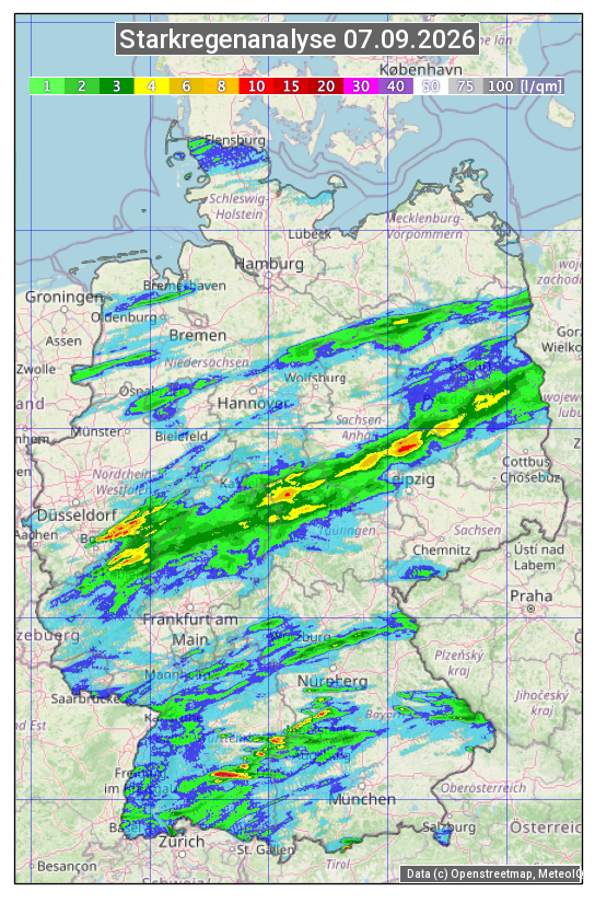 Karte mit Unwetteranalyse
