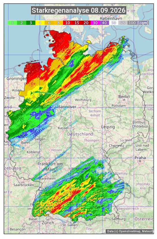 Karte mit Unwetteranalyse