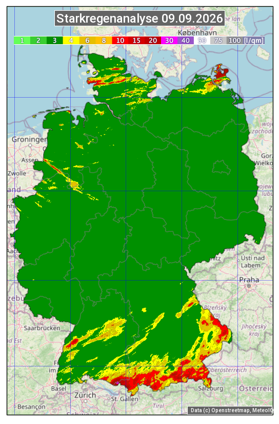 Karte mit Unwetteranalyse