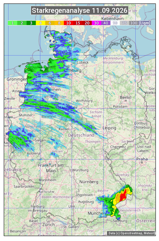 Karte mit Unwetteranalyse