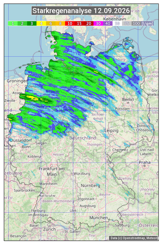 Karte mit Unwetteranalyse