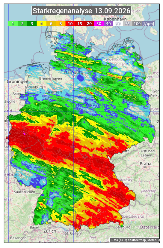 Karte mit Unwetteranalyse