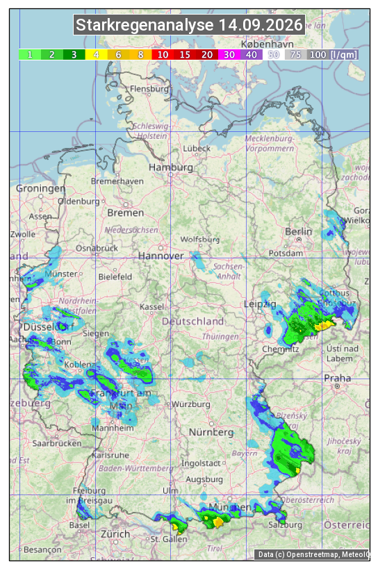 Karte mit Unwetteranalyse