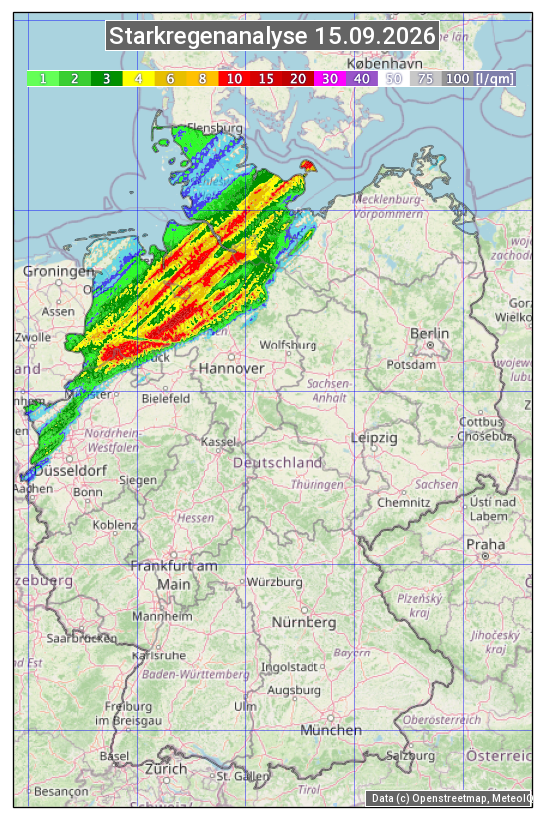 Karte mit Unwetteranalyse