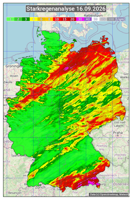 Karte mit Unwetteranalyse