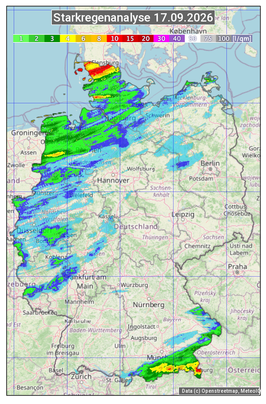 Karte mit Unwetteranalyse