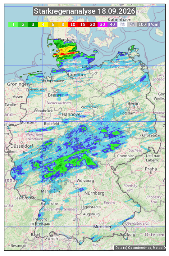 Karte mit Unwetteranalyse