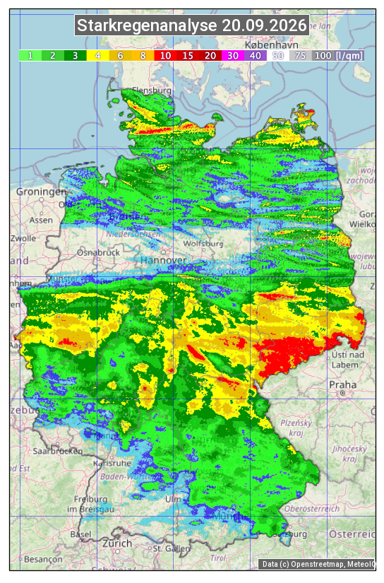 Karte mit Unwetteranalyse