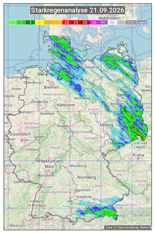 Karte mit Unwetteranalyse
