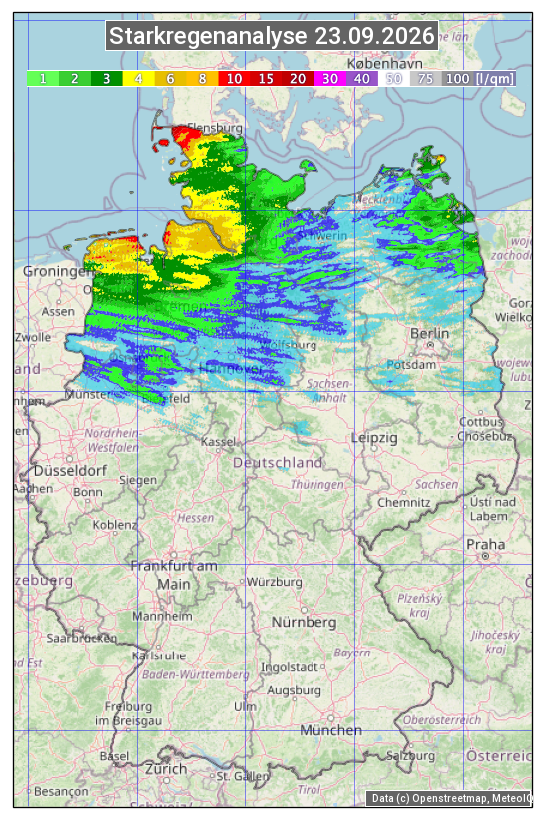 Karte mit Unwetteranalyse