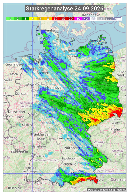 Karte mit Unwetteranalyse