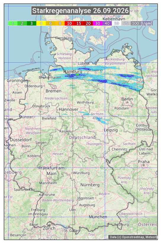 Karte mit Unwetteranalyse