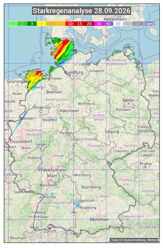 Karte mit Unwetteranalyse