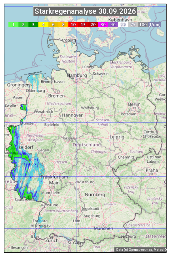 Karte mit Unwetteranalyse