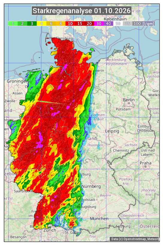 Karte mit Unwetteranalyse