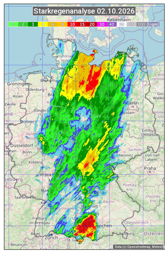Karte mit Unwetteranalyse