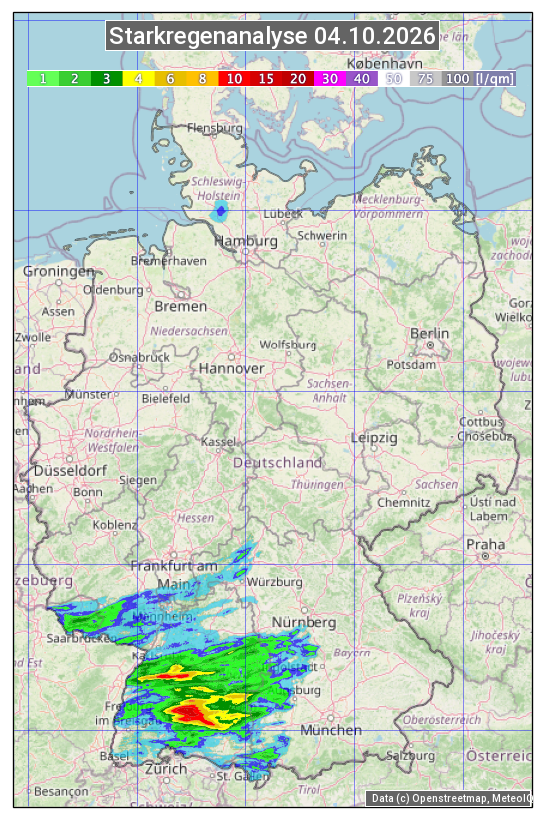 Karte mit Unwetteranalyse