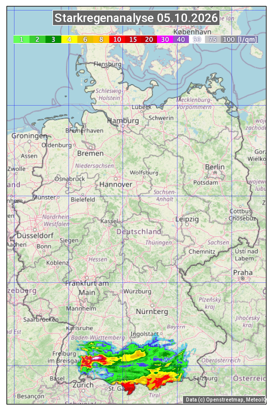 Karte mit Unwetteranalyse
