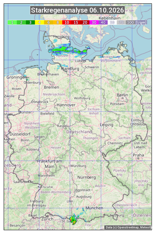 Karte mit Unwetteranalyse