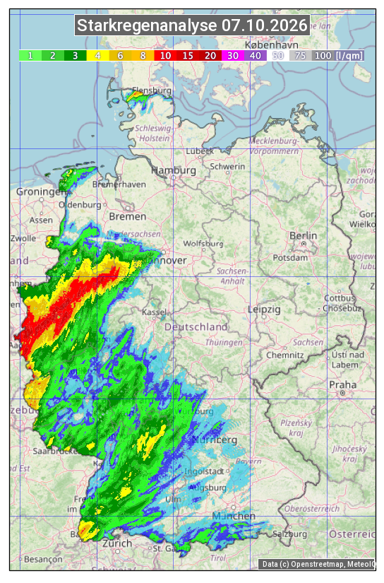 Karte mit Unwetteranalyse