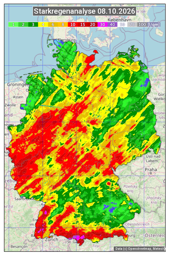 Karte mit Unwetteranalyse