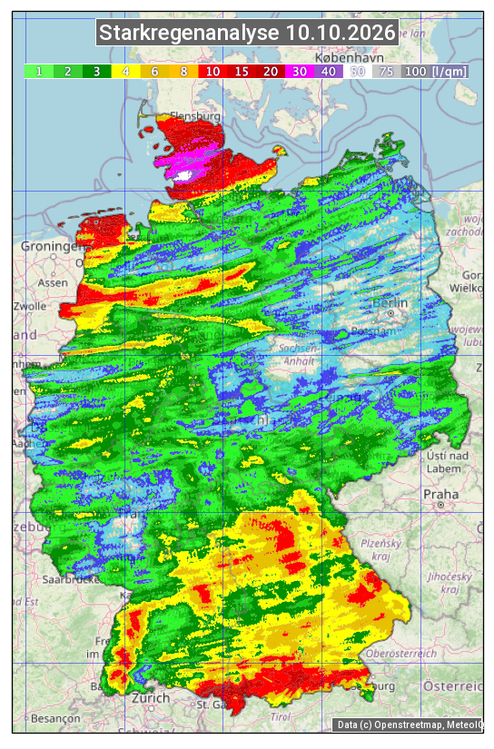 Karte mit Unwetteranalyse