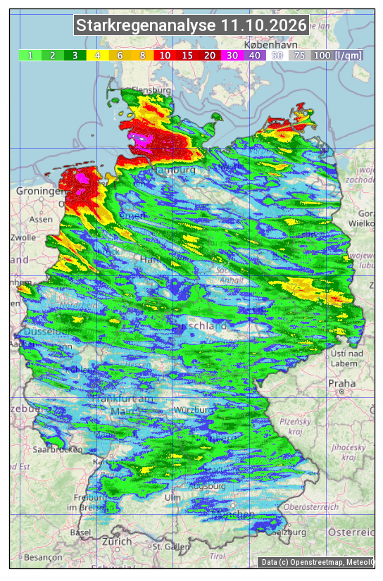 Karte mit Unwetteranalyse
