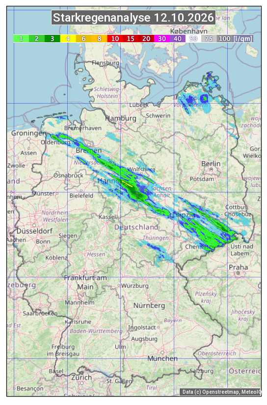 Karte mit Unwetteranalyse
