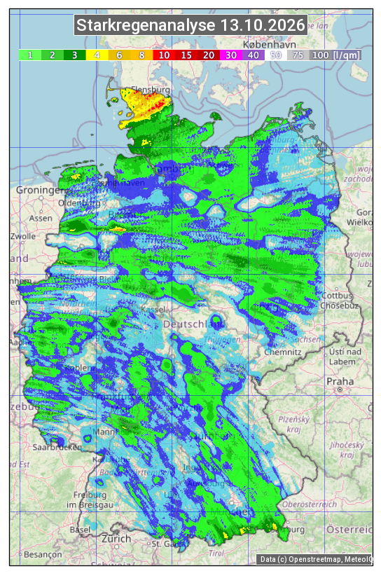 Karte mit Unwetteranalyse