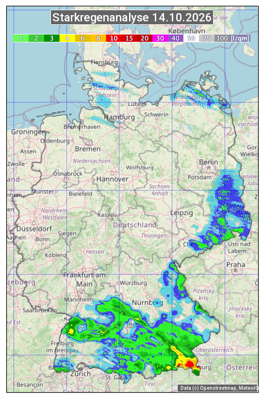 Karte mit Unwetteranalyse