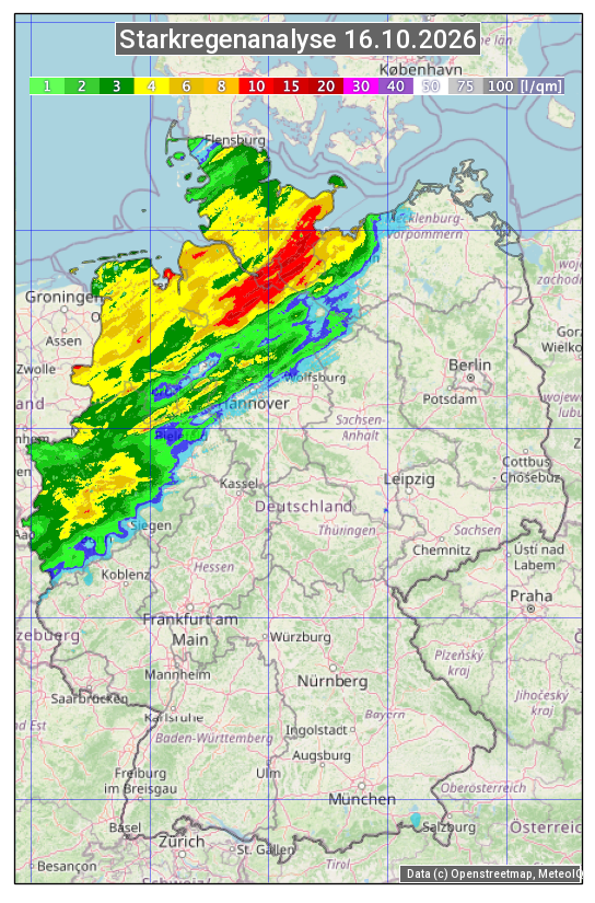 Karte mit Unwetteranalyse