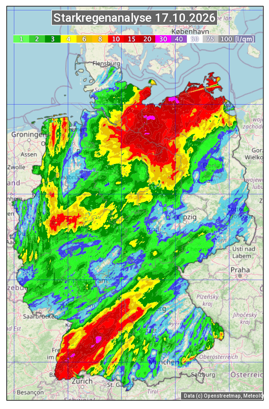 Karte mit Unwetteranalyse