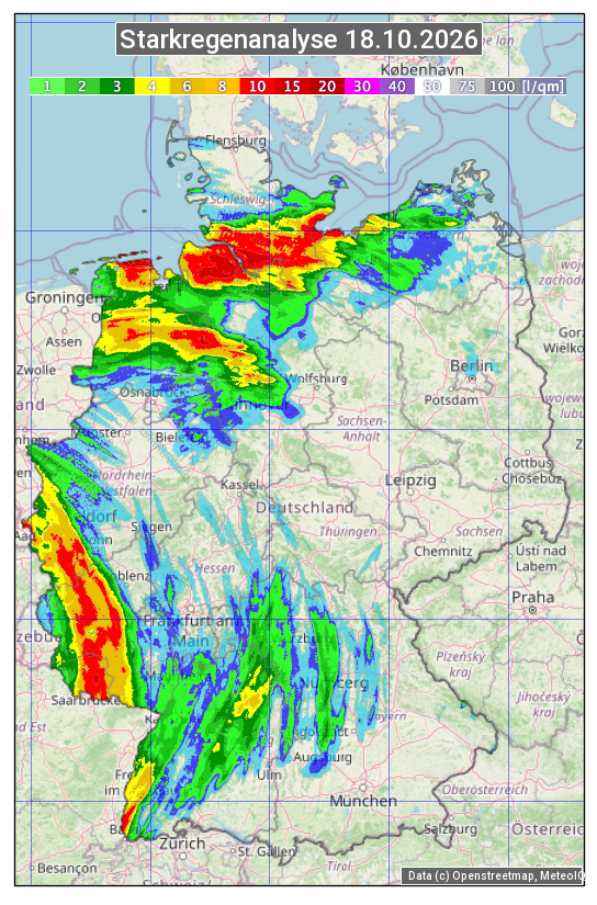 Karte mit Unwetteranalyse