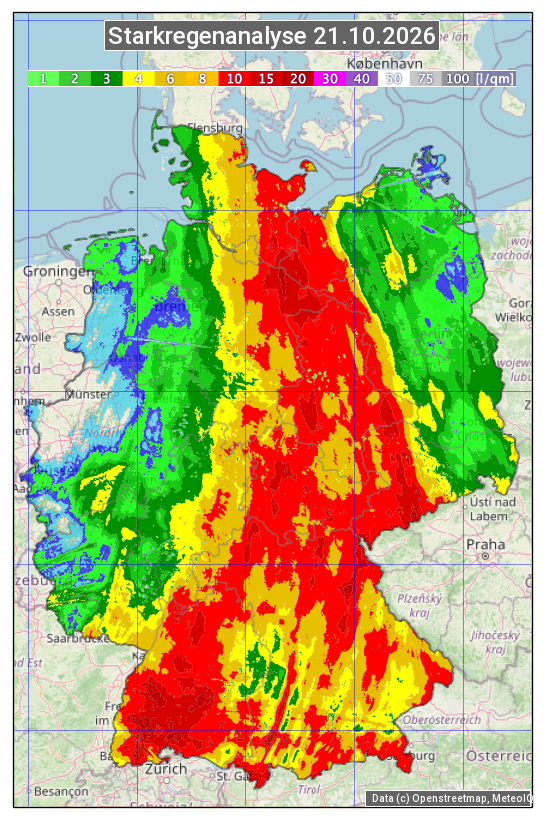 Karte mit Unwetteranalyse