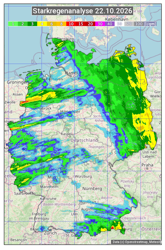 Karte mit Unwetteranalyse