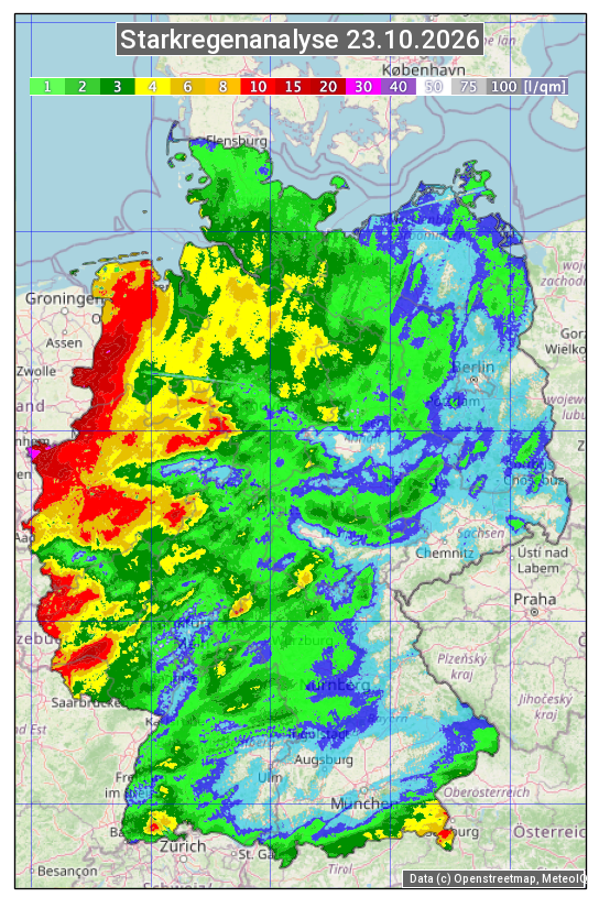 Karte mit Unwetteranalyse