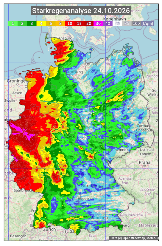Karte mit Unwetteranalyse