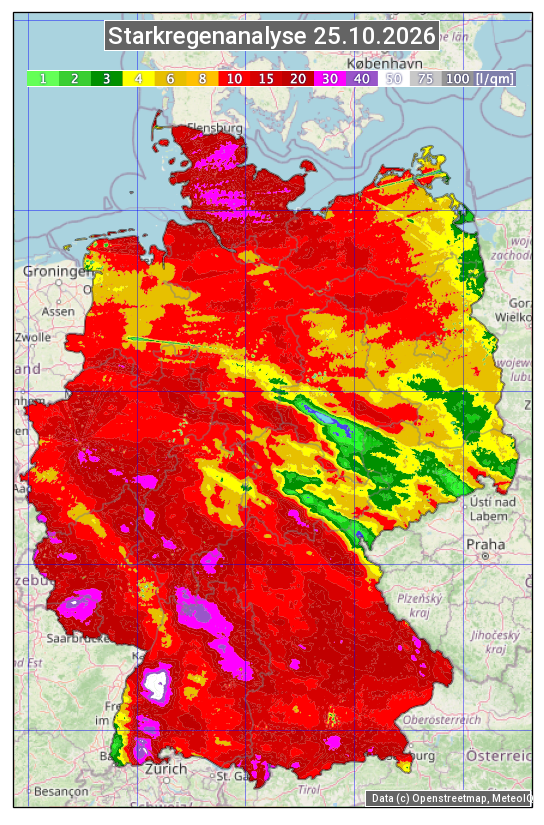 Karte mit Unwetteranalyse