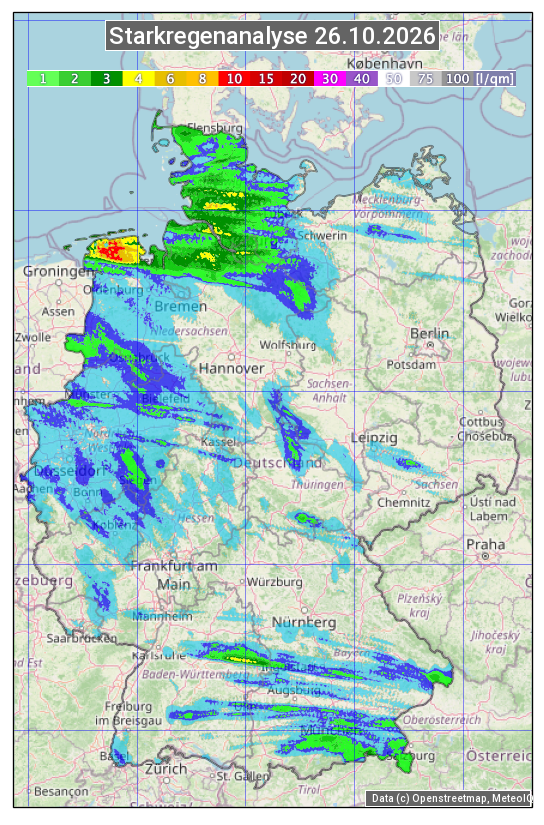 Karte mit Unwetteranalyse