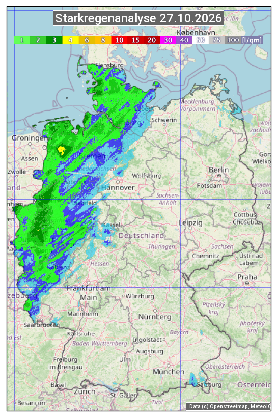 Karte mit Unwetteranalyse