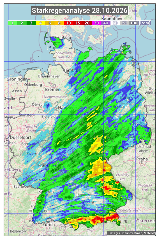 Karte mit Unwetteranalyse