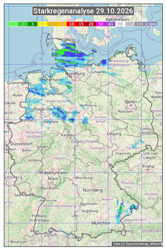 Karte mit Unwetteranalyse