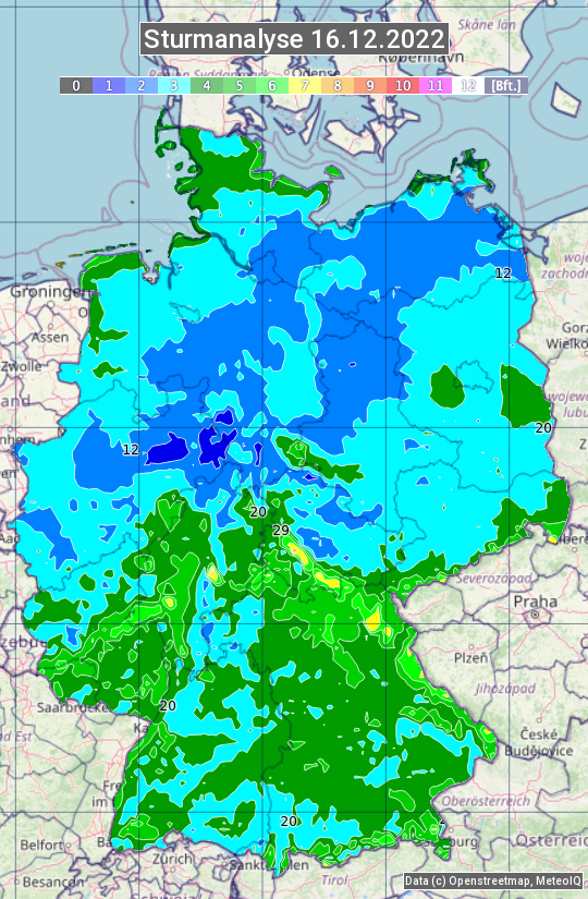 Karte mit Unwetteranalyse