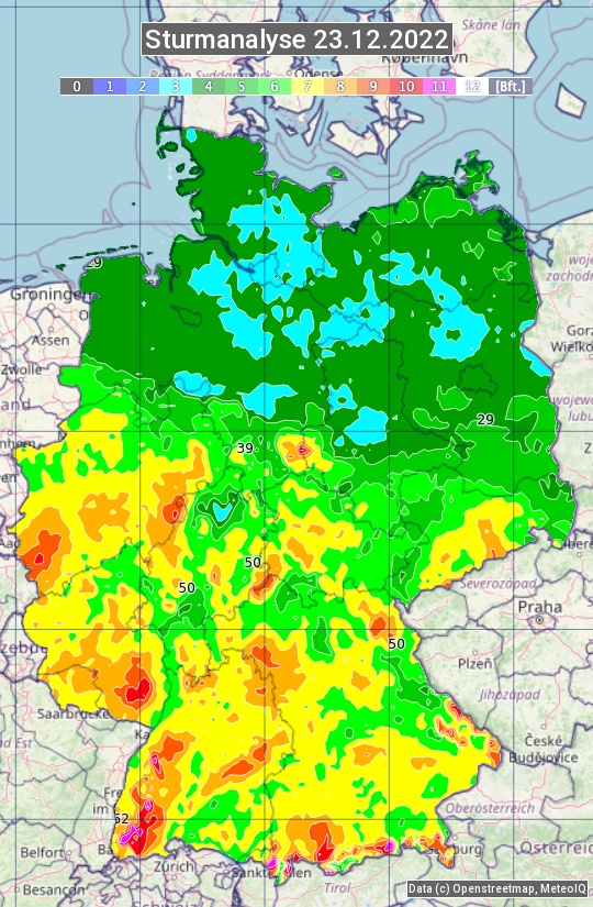 Karte mit Unwetteranalyse