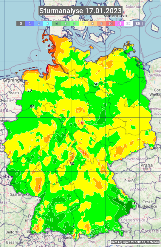 Karte mit Unwetteranalyse