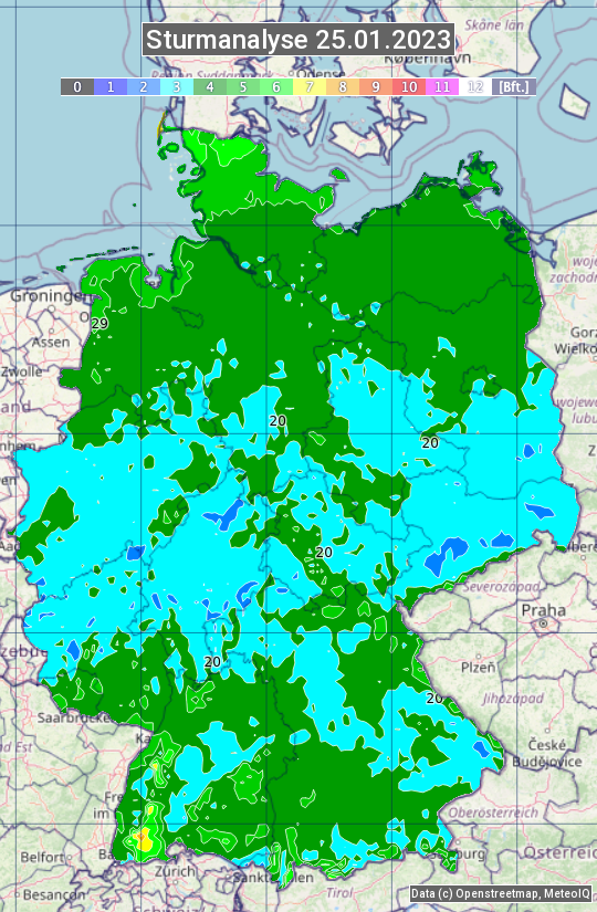 Karte mit Unwetteranalyse